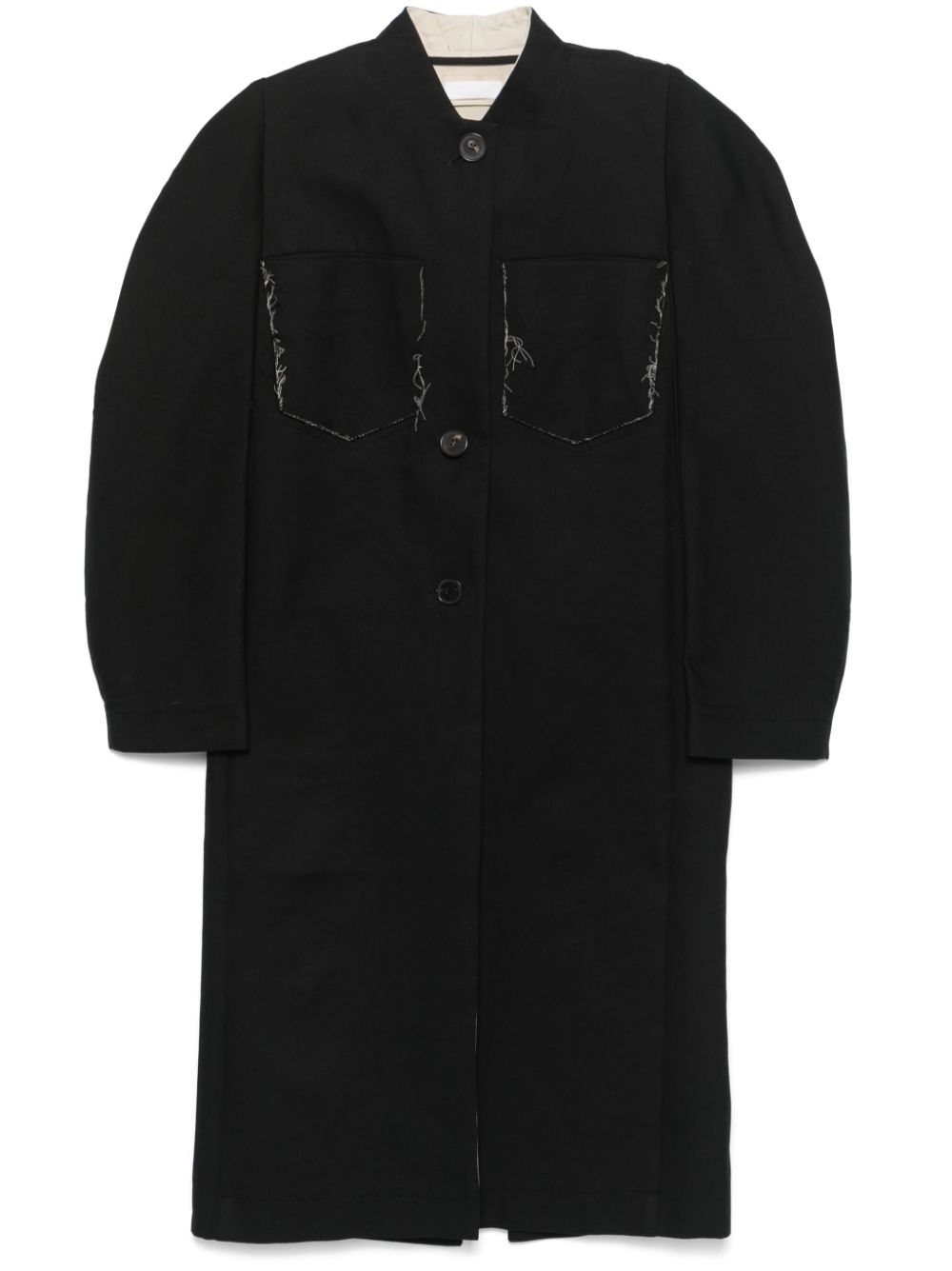Frayed-brim coat - Black