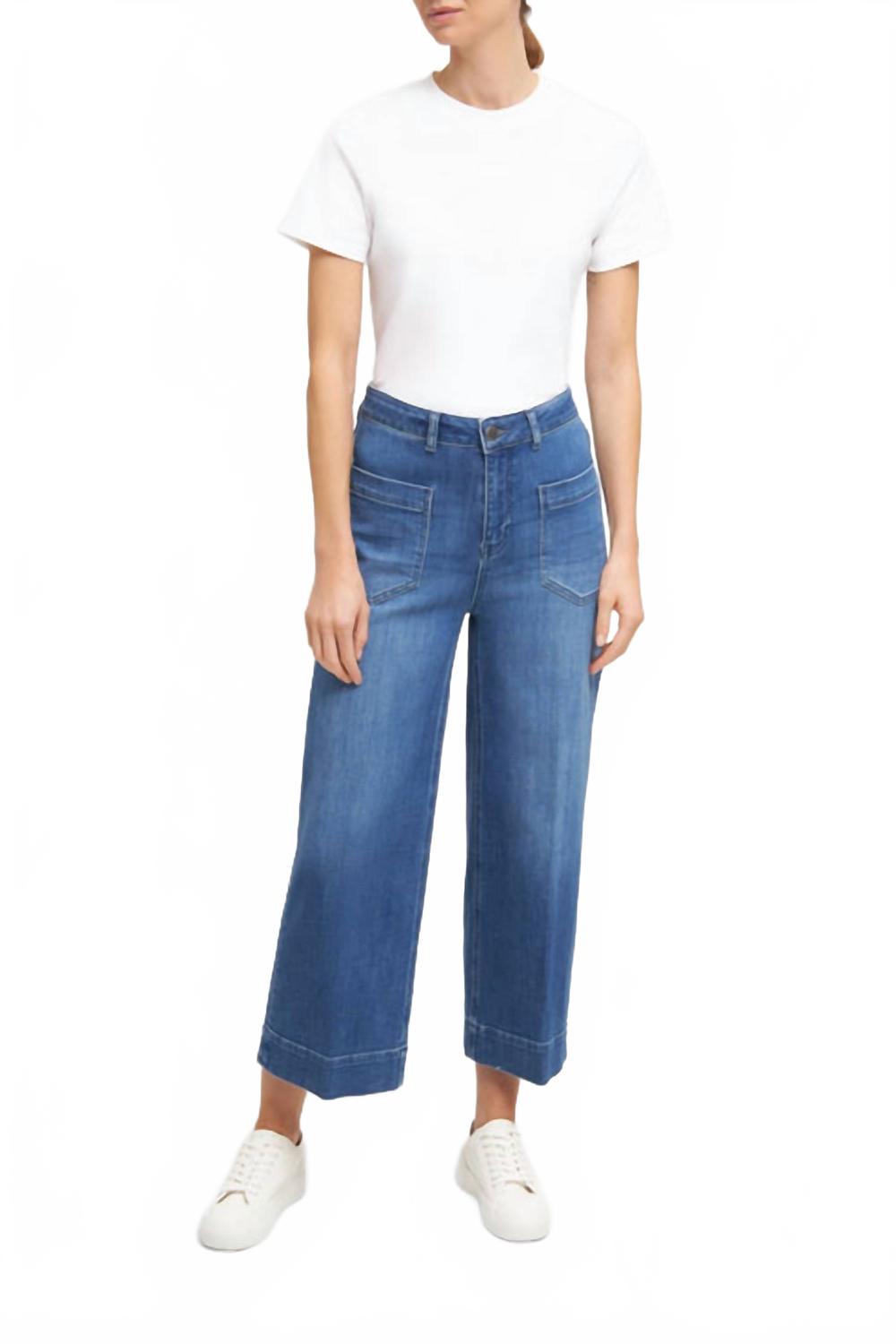 Miru Front Patch Pocket High Rise Jeans In Authentic Blue