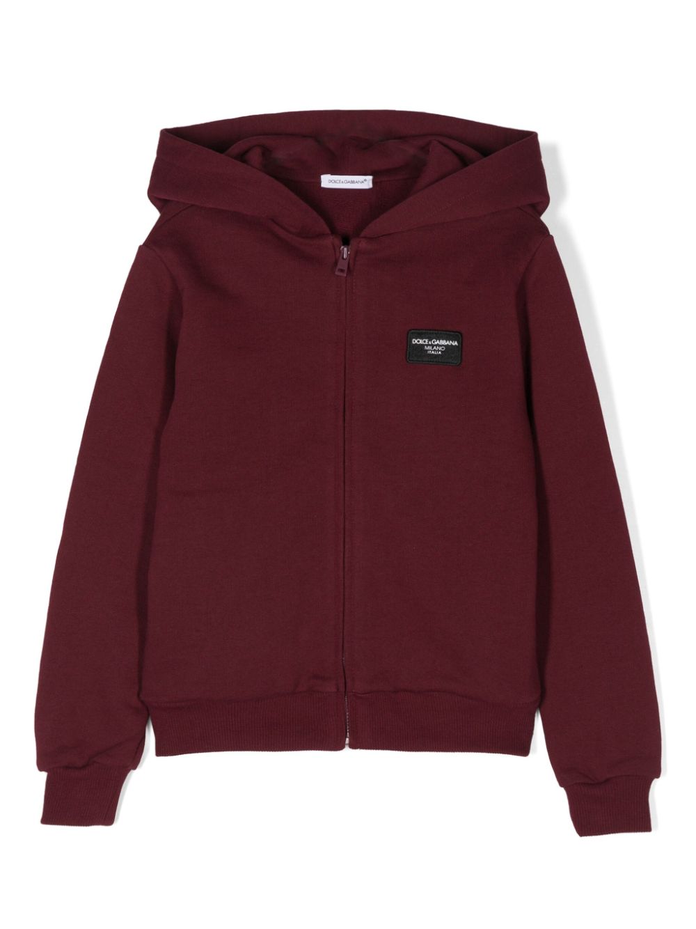 Logo-appliqué zipped hoodie - Red