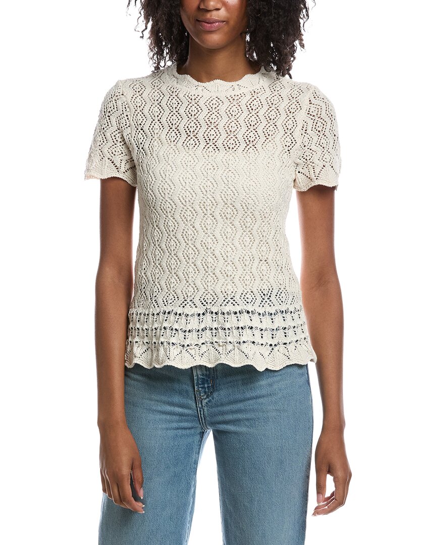 Pointelle Knit Pullover Blouse