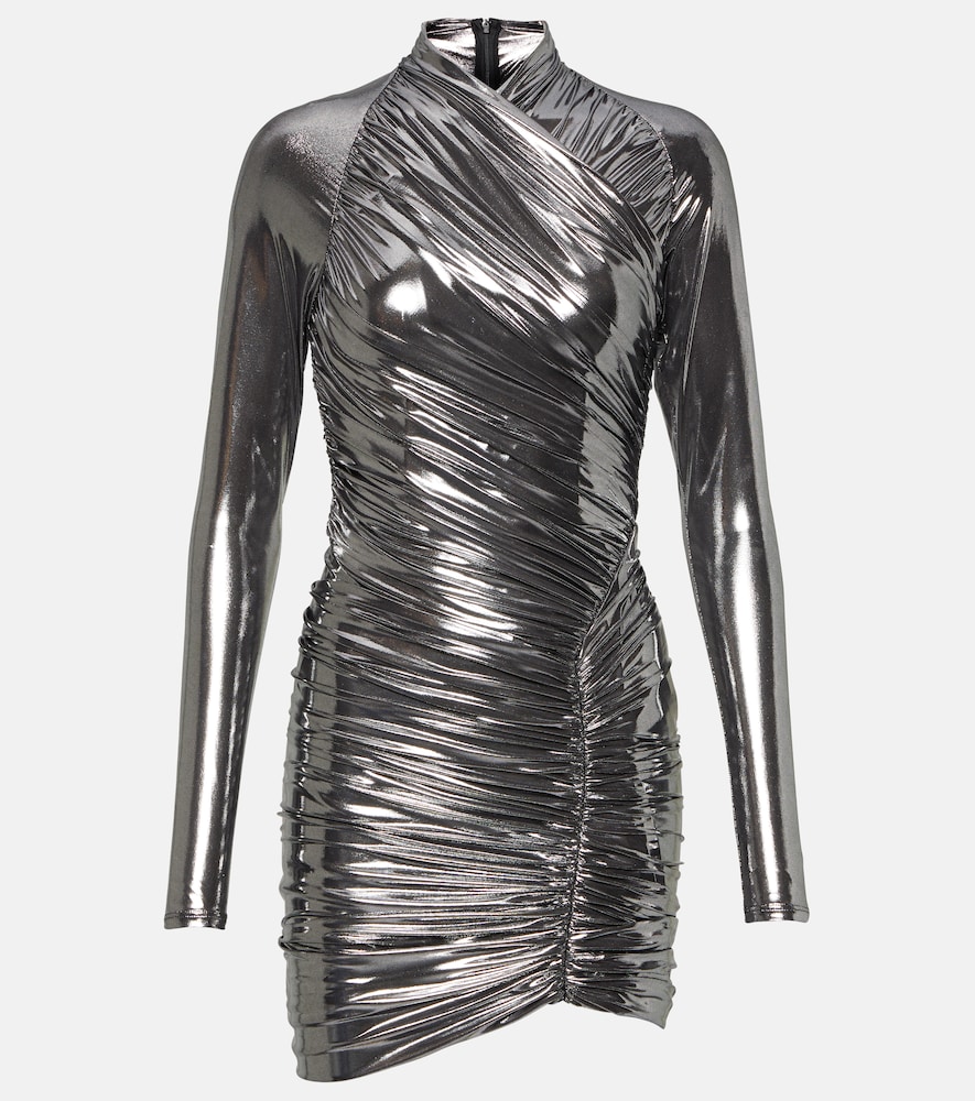 Metallic draped minidress