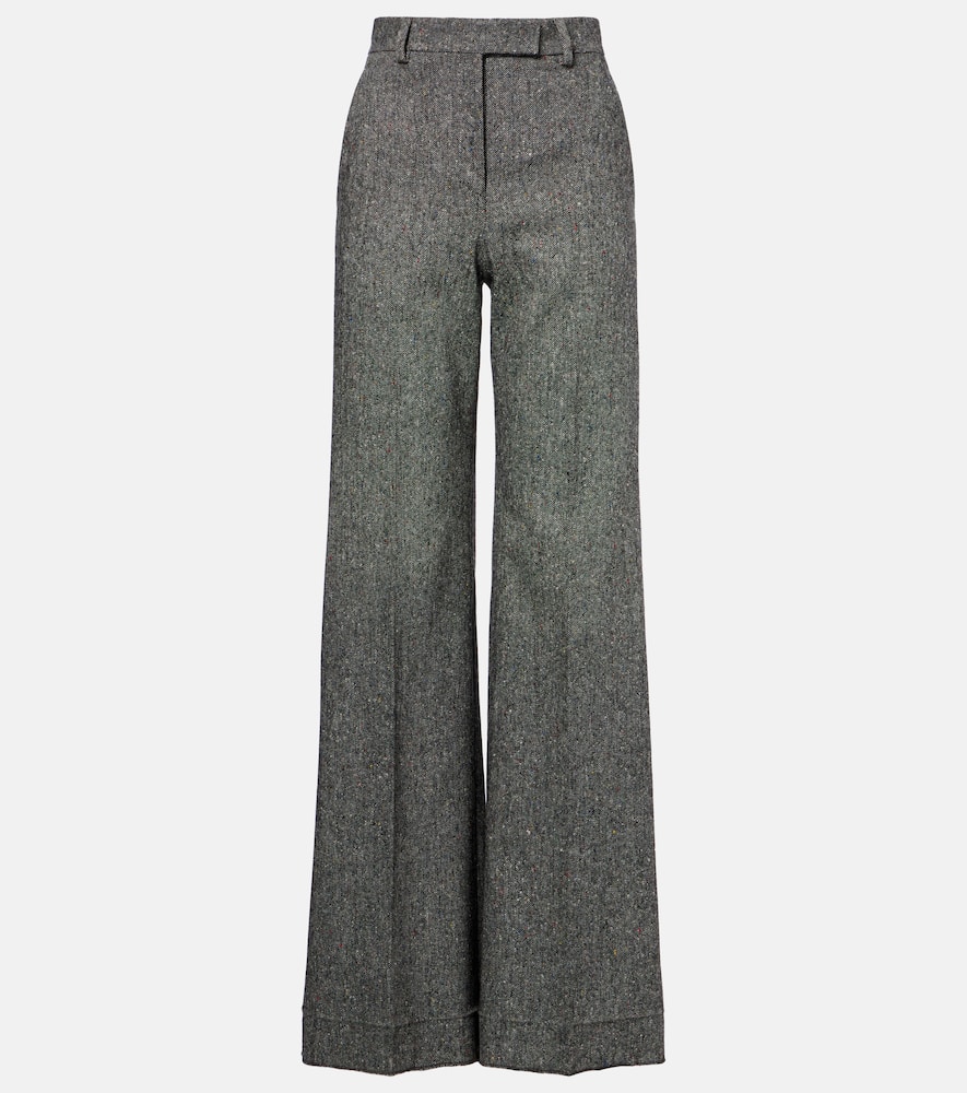 High-rise wool-blend wide-leg pants