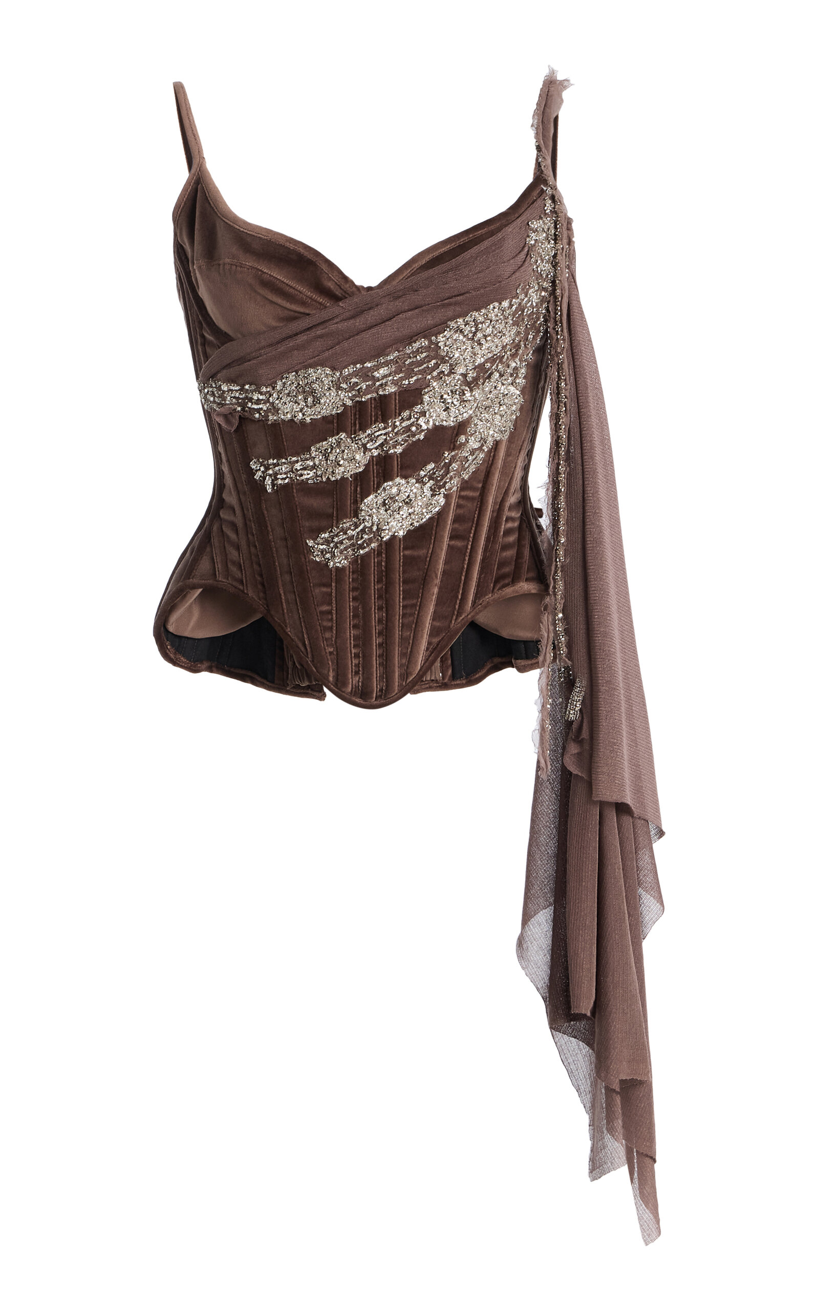 Embroidered Pressed Velvet Salon Corset