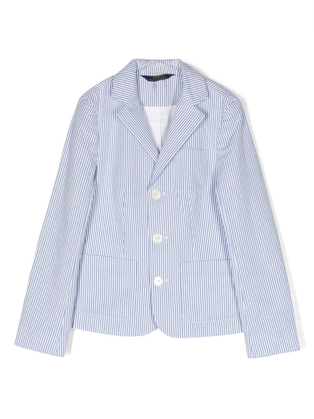 Vertical-stripe pattern blazer - Blue