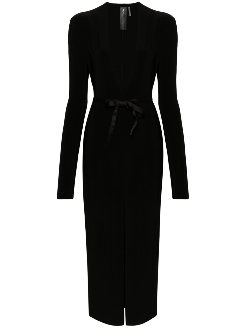 V-neck belted maxi dress - Black