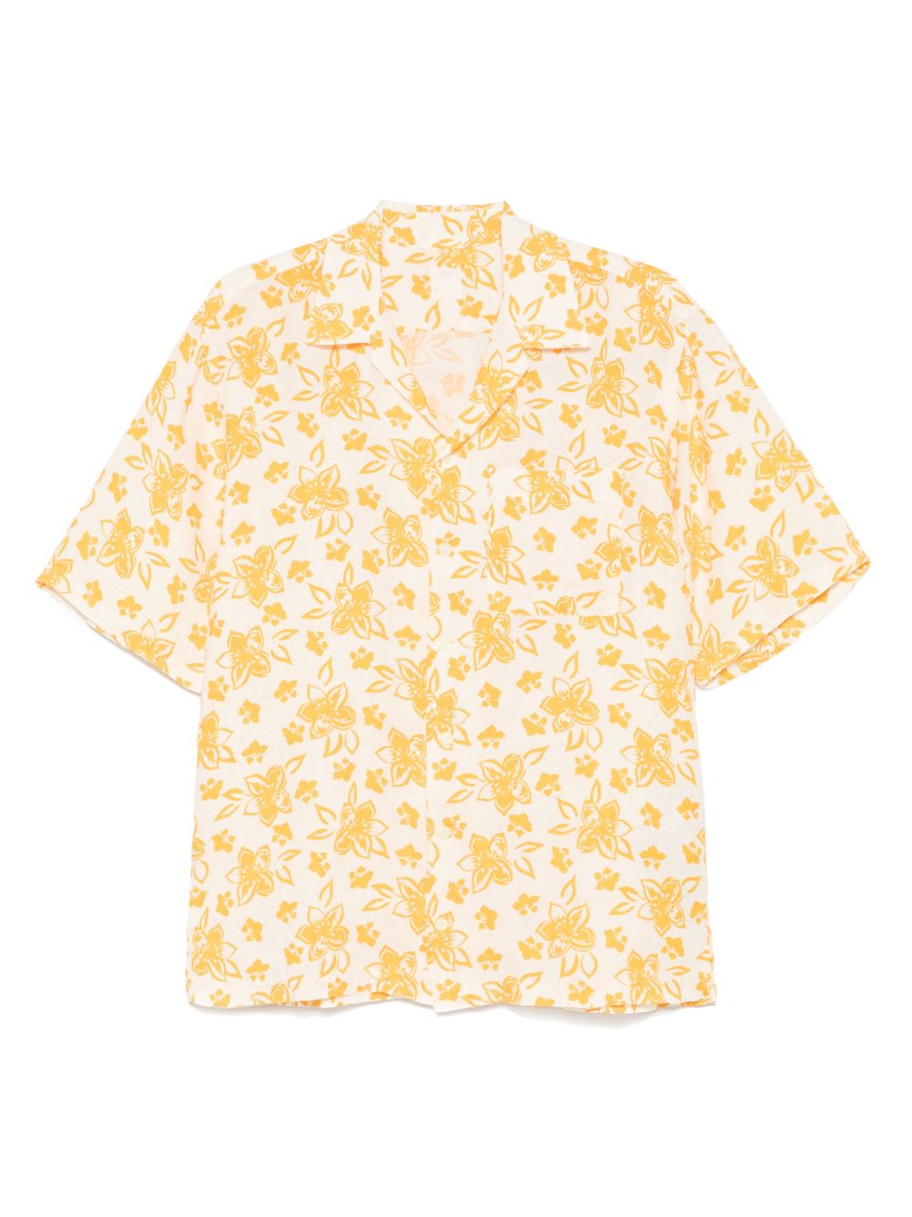 Floral-pattern linen shirt - Neutrals