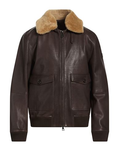 Man Jacket Dark brown Size L Leather