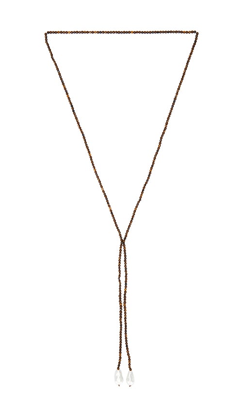 BaubleBar Semi Precious Pearl Wrap Necklace in Brown