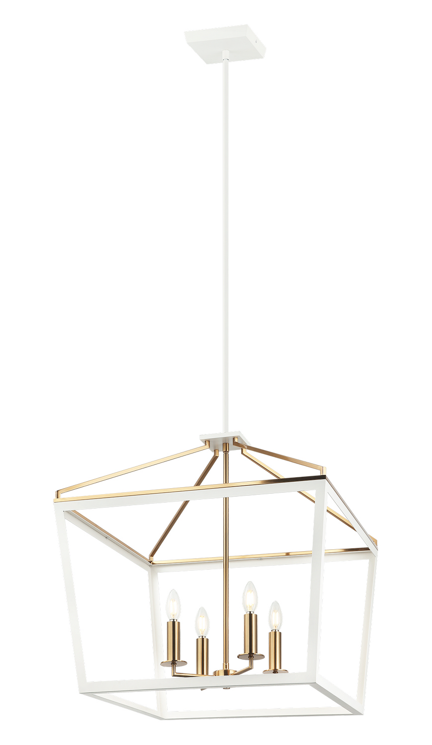 Mavonshire 4-Light Chandelier in White with Aged Gold Bra