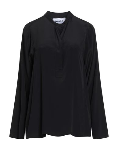 Woman Top Black Size 10 Acetate, Silk