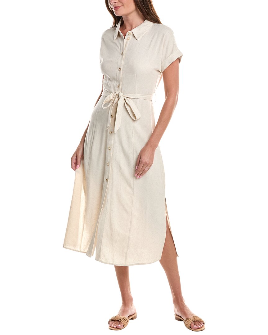 Linen-Blend Midi Dress