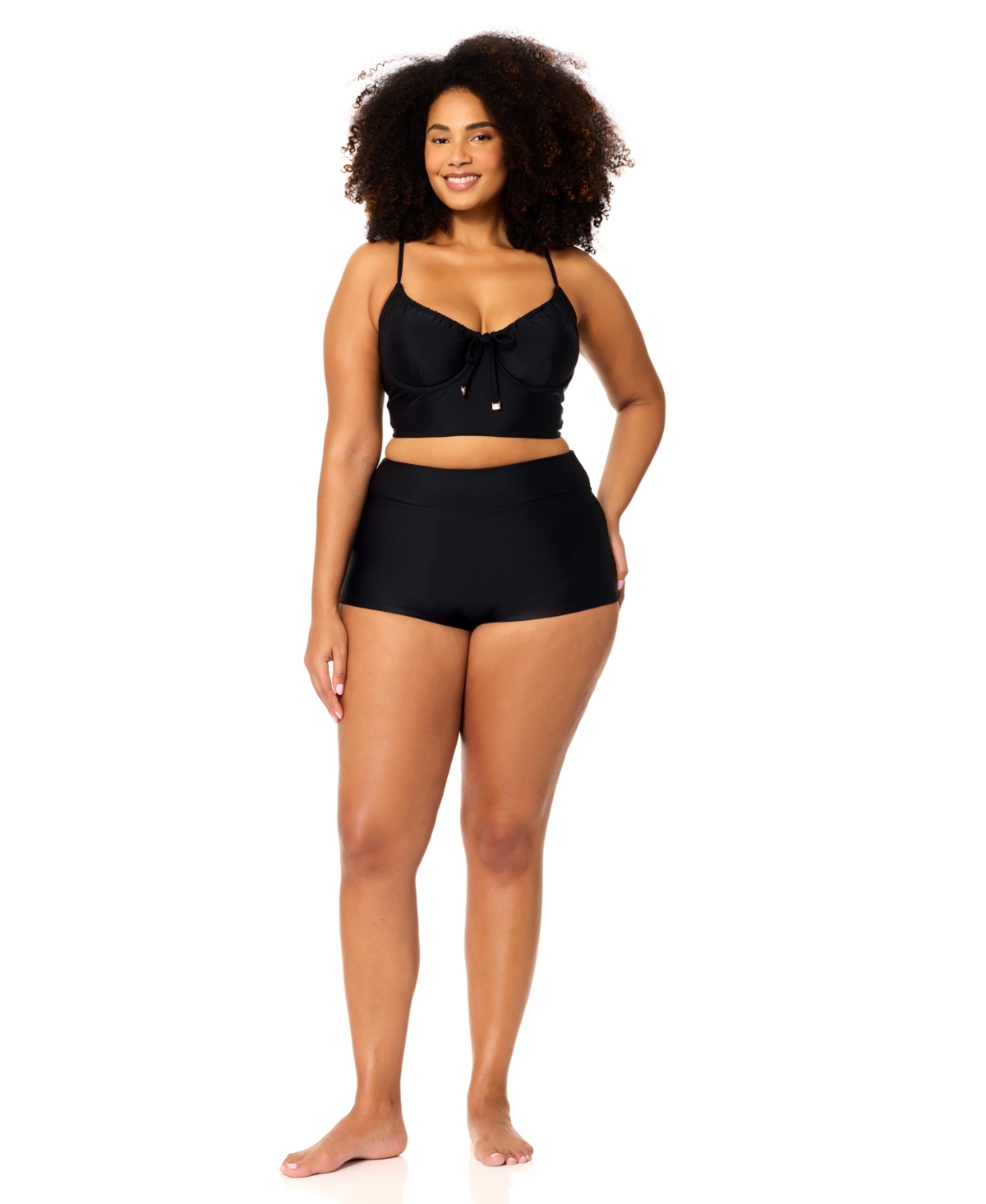 Plus Size Patrice Trendy Underwired Swim Bra Top - Black