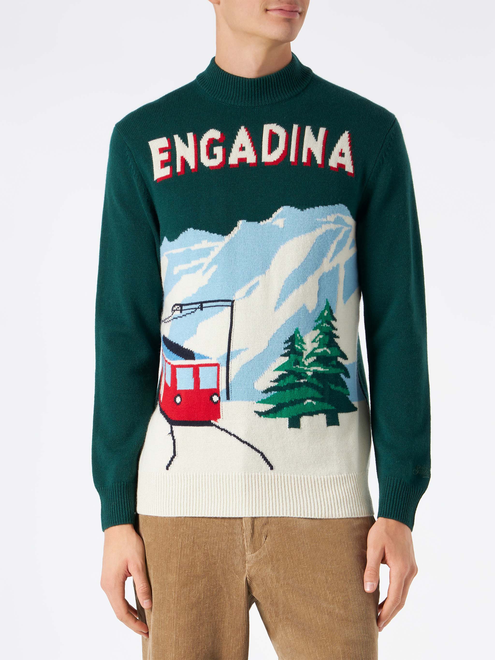 Davos Engadina Postcard Sweater Green - Men