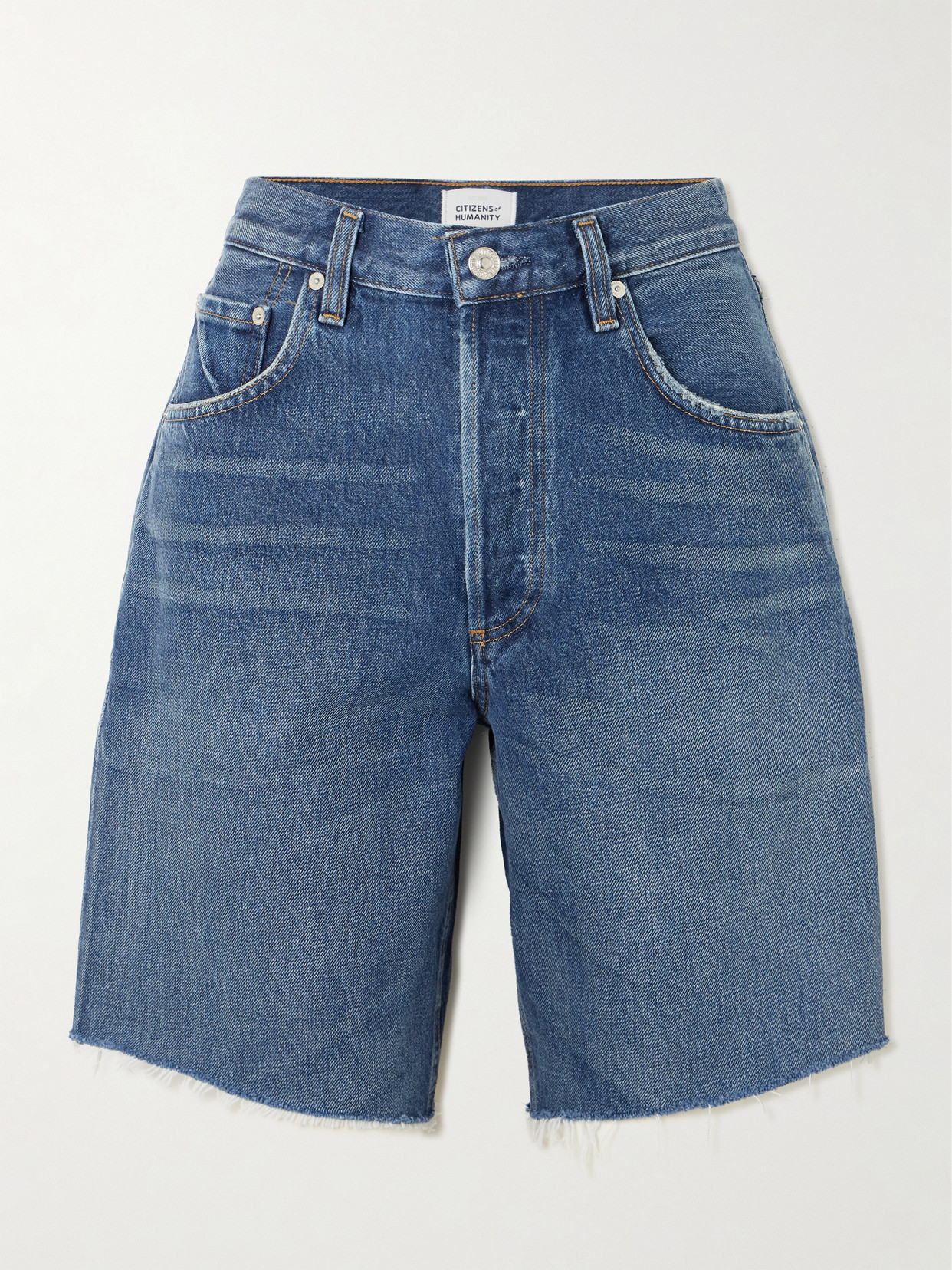 Ayla Frayed Denim Shorts - Blue