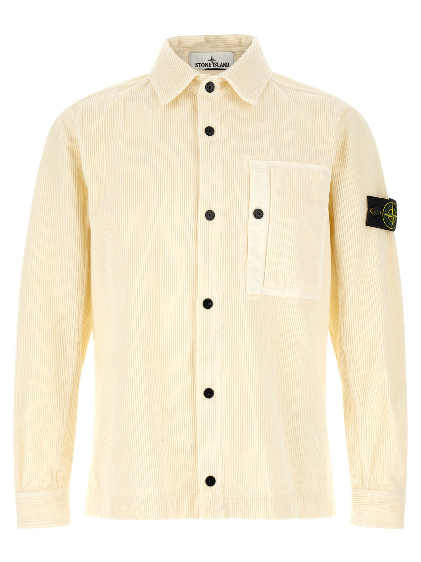 Off White Textured Overshirt