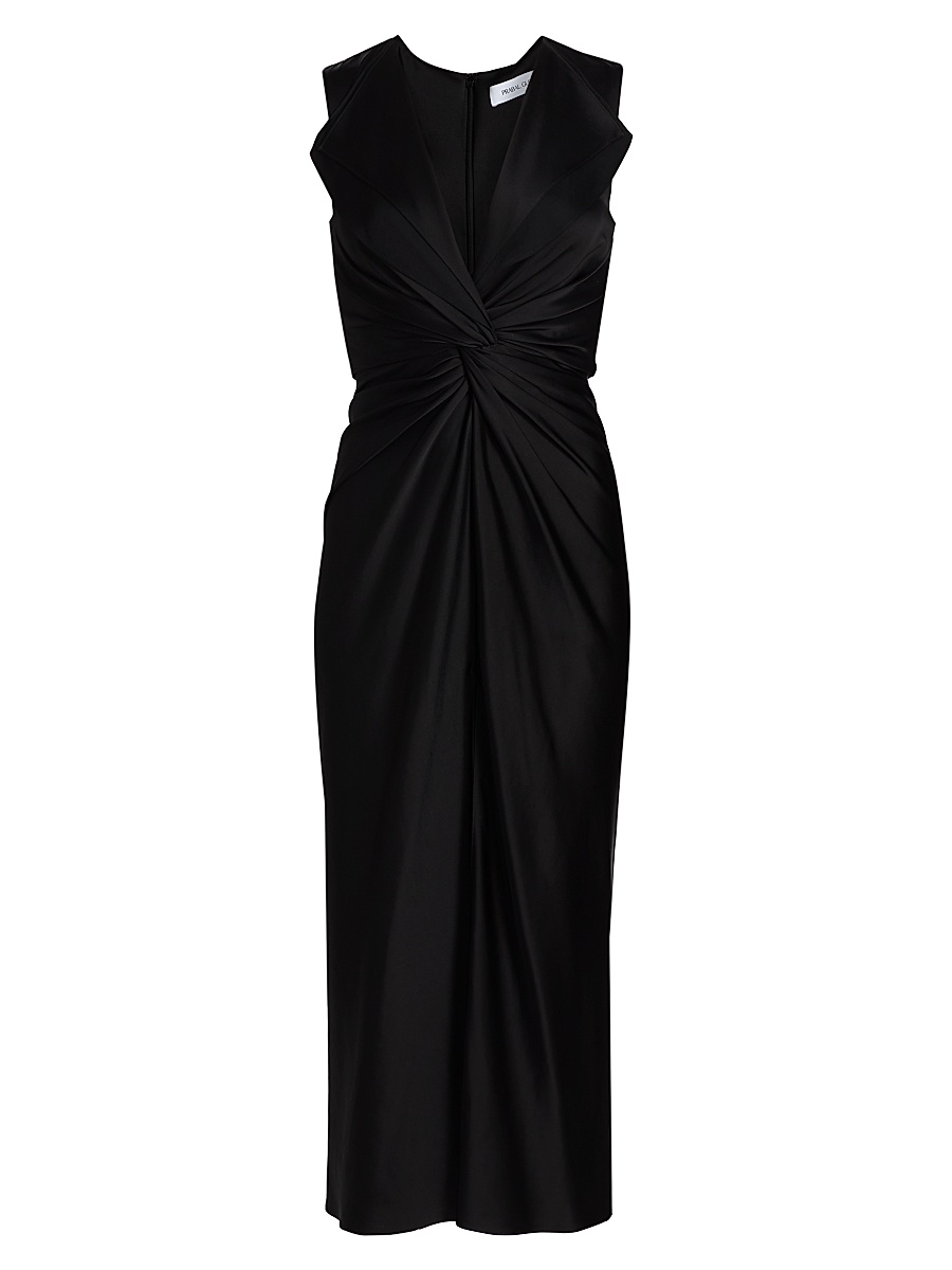 Women's Lily Twist Front Midi-Dress - Black