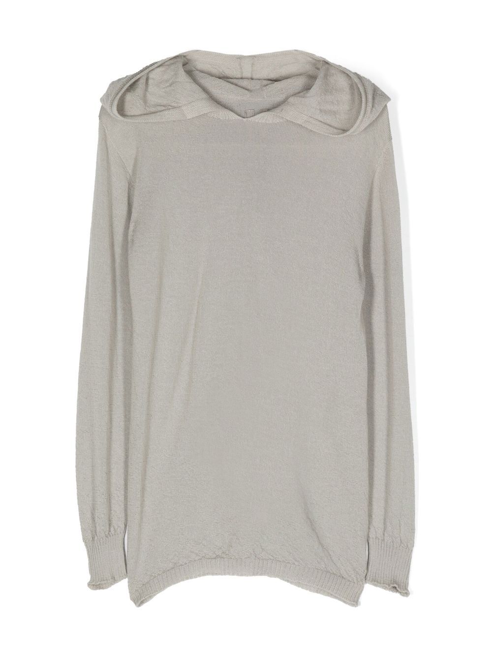 Fine-knit hooded top - Grey