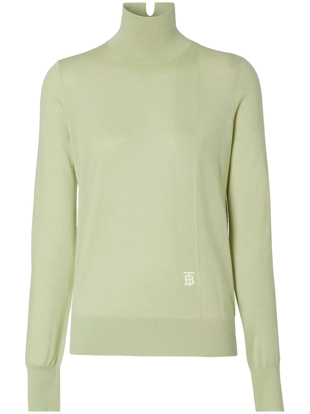 Ladies Mist Green Monogram-Embroidered Knitted Jumper