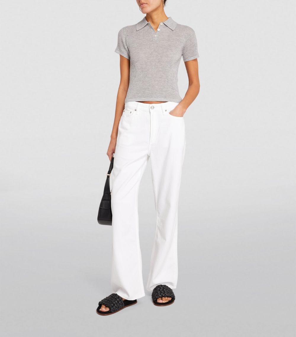 Cashmere Cropped Polo Shirt