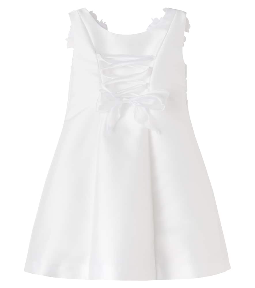 Bow-detail floral-appliqué dress