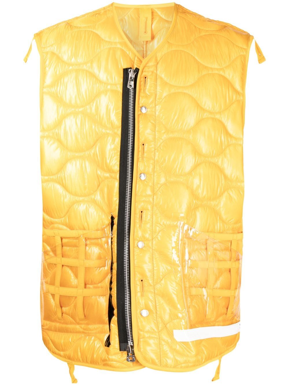 Quilted transparent pocket gilet - Yellow