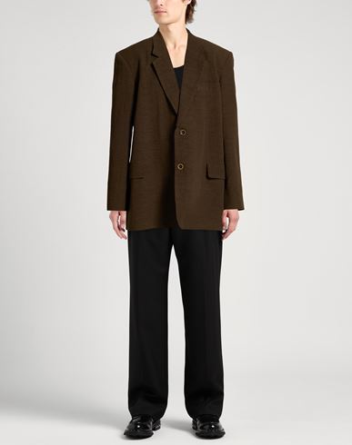 Man Blazer Dark brown Size M Viscose, Linen