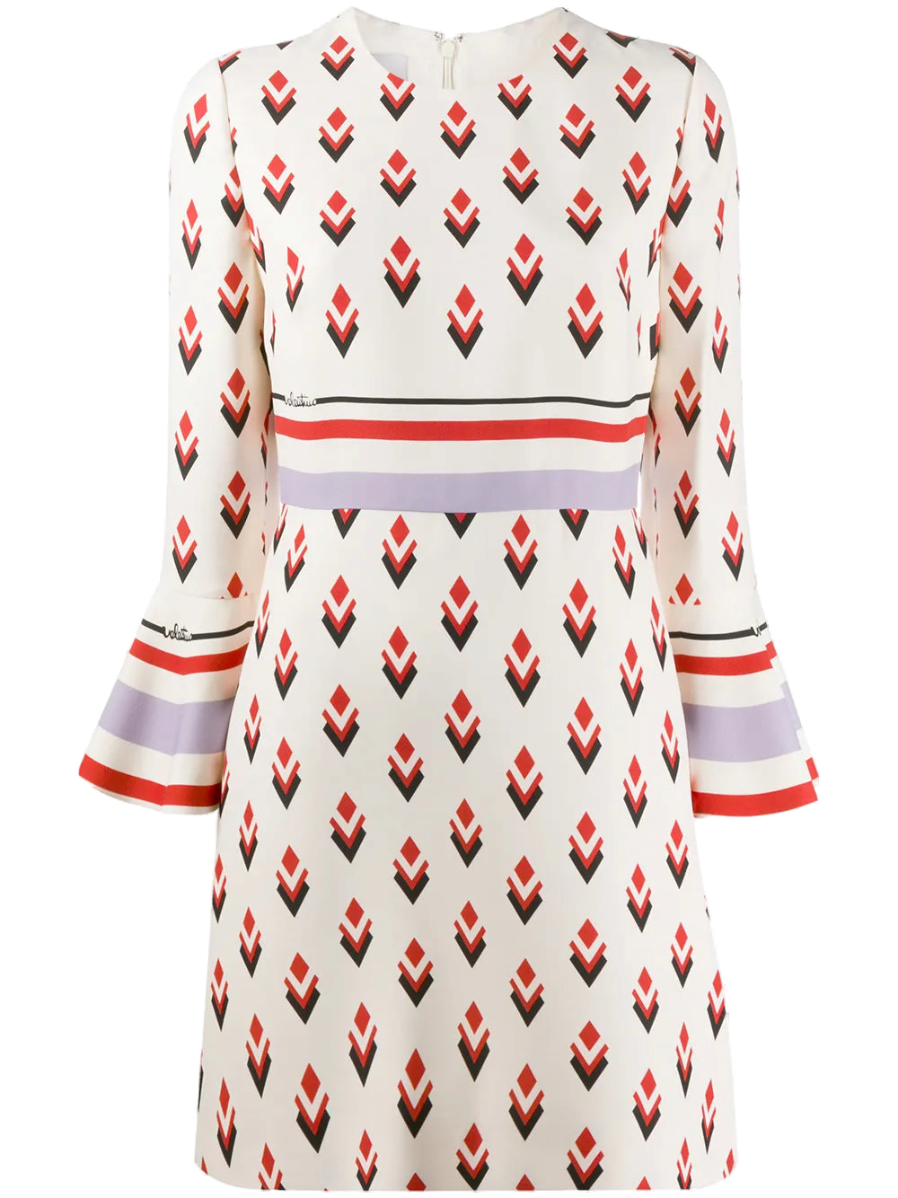 Geometric-Print Dress — Beige