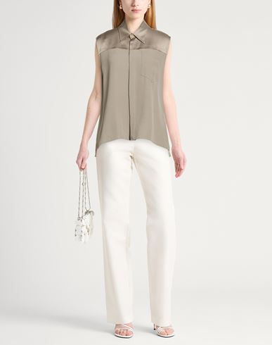 Woman Shirt Taupe Size 6 Acetate, Viscose
