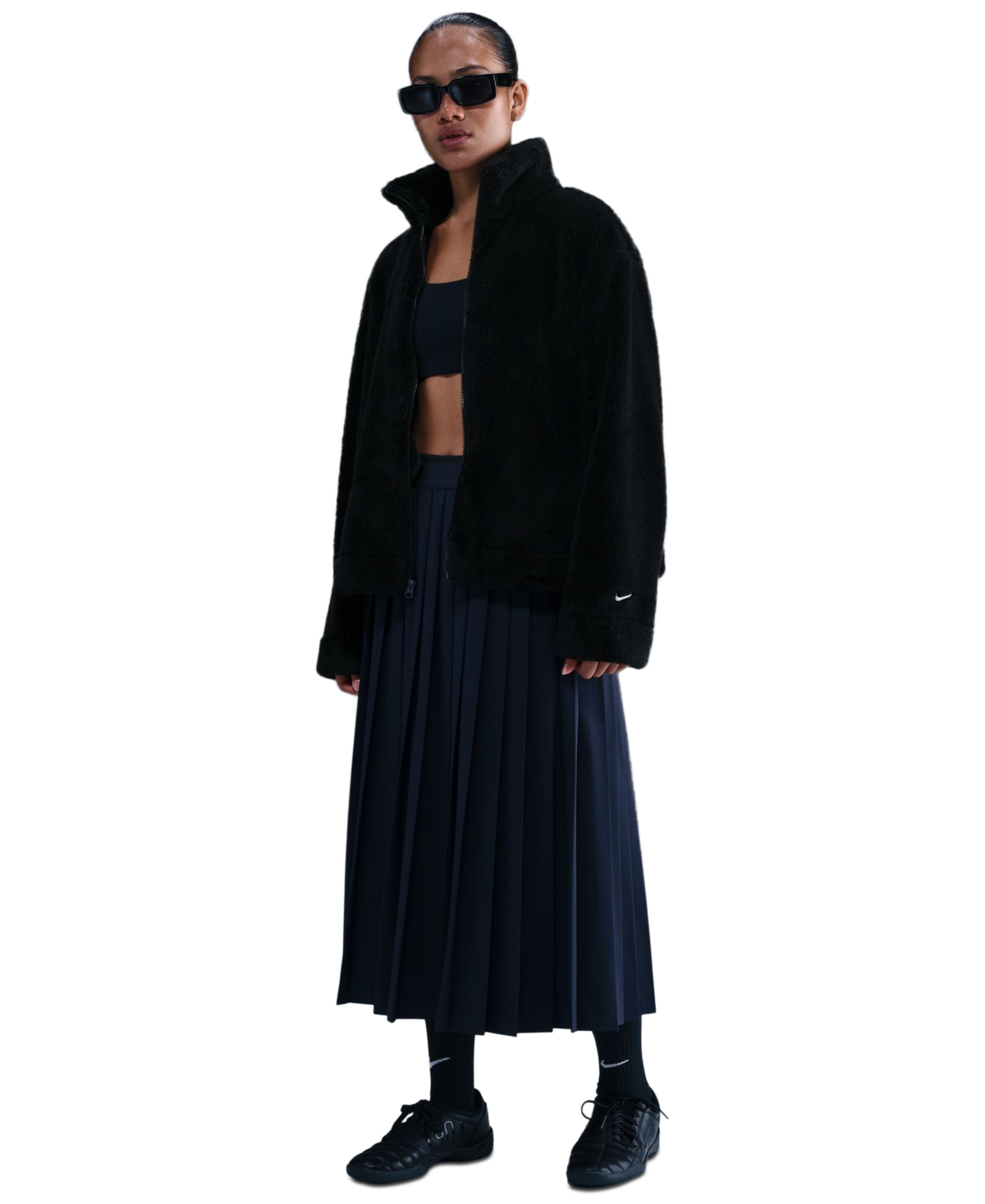 Women's Essential Sherpa High-Pile Fleece Jacket - Black/Sail