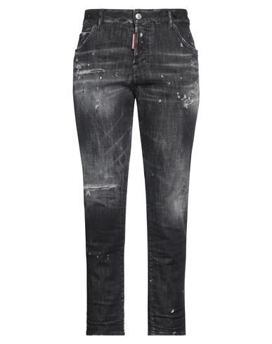 Dsquared2 Woman Jeans Black Size 6 Cotton, Elastane, Cow leather