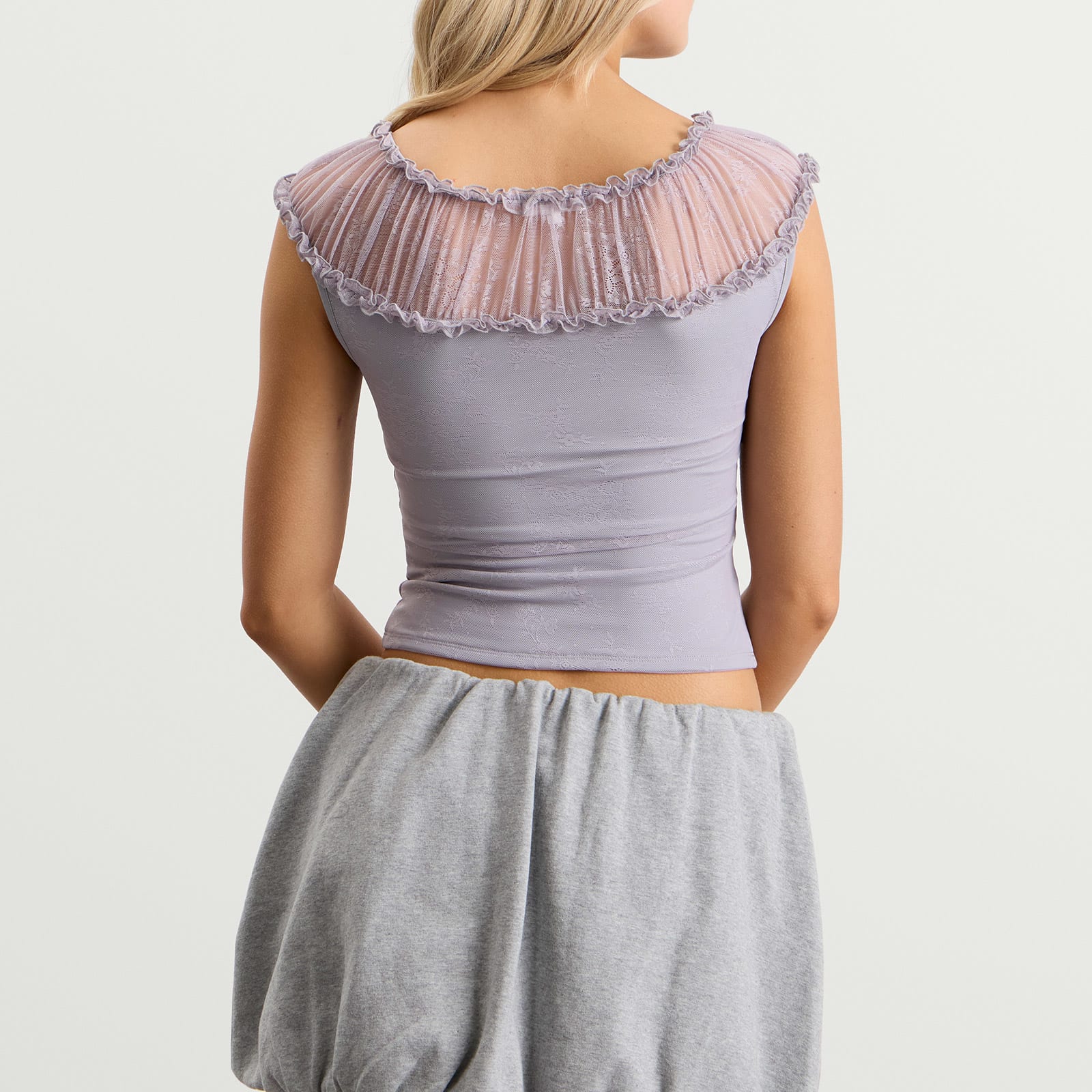 Women's Ruffled Halo Top Wisteria