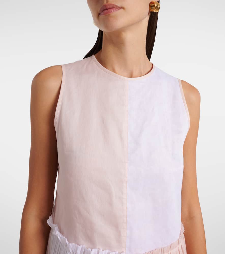 Pleated cotton organza muslin midi dress