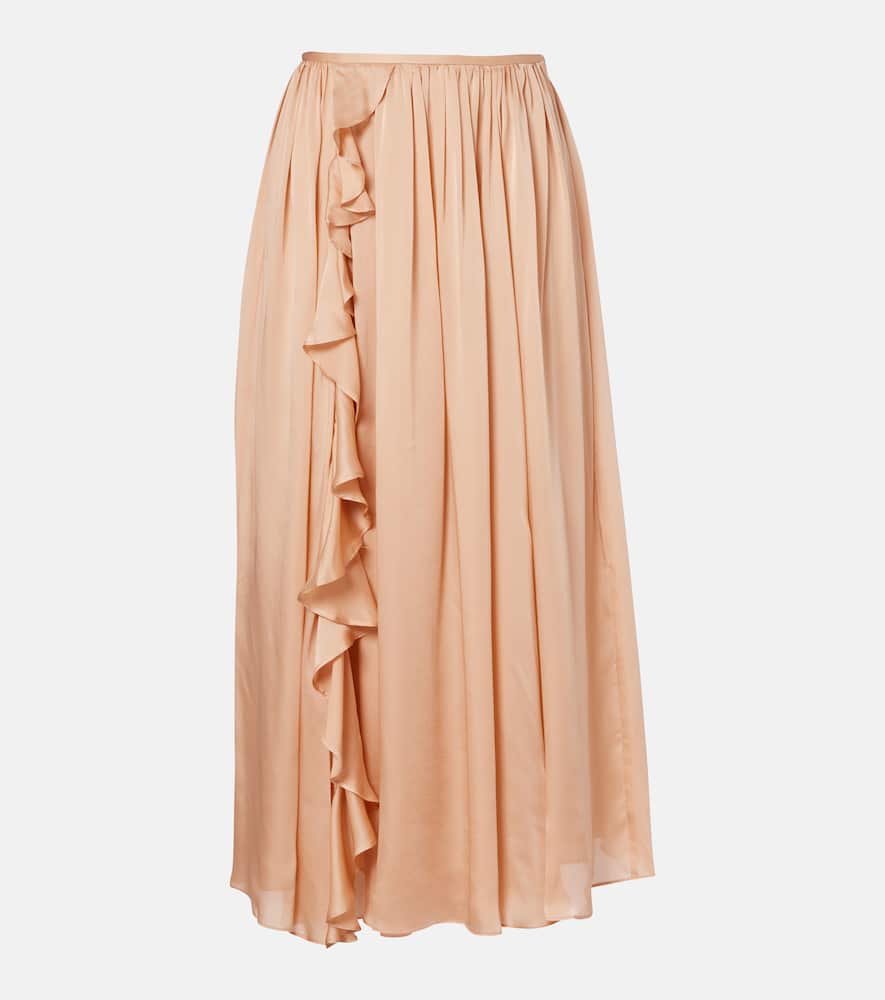 Zena ruffled silk chiffon midi skirt