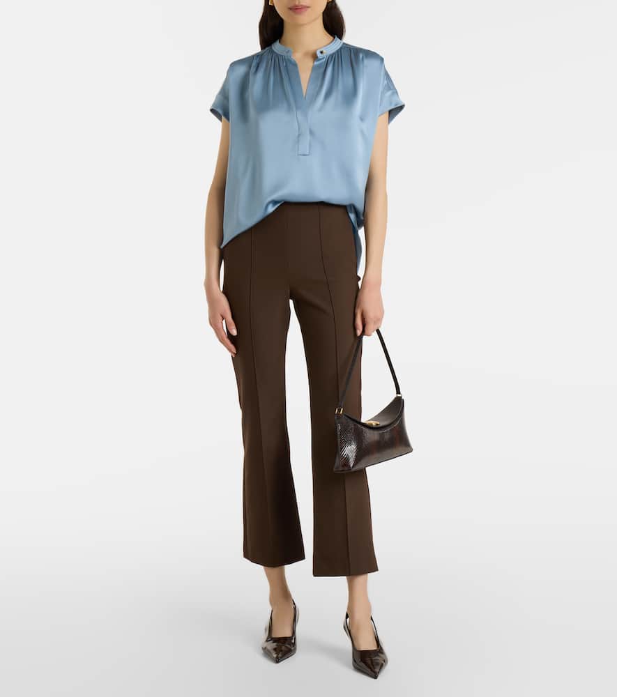Gathered silk satin blouse
