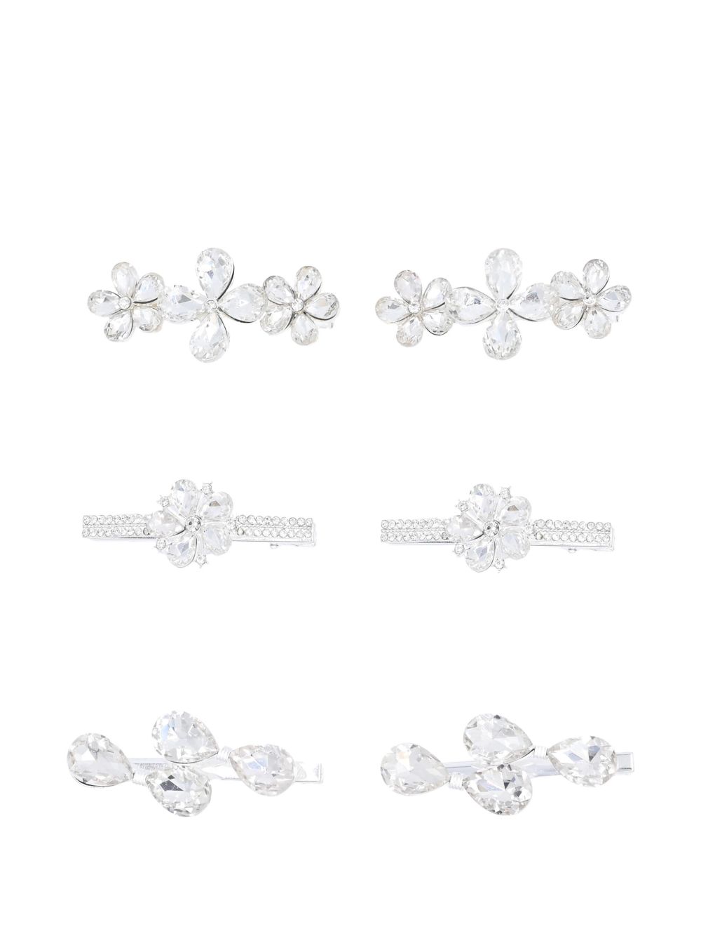 Crystal hair clips (pack of six) - Silver