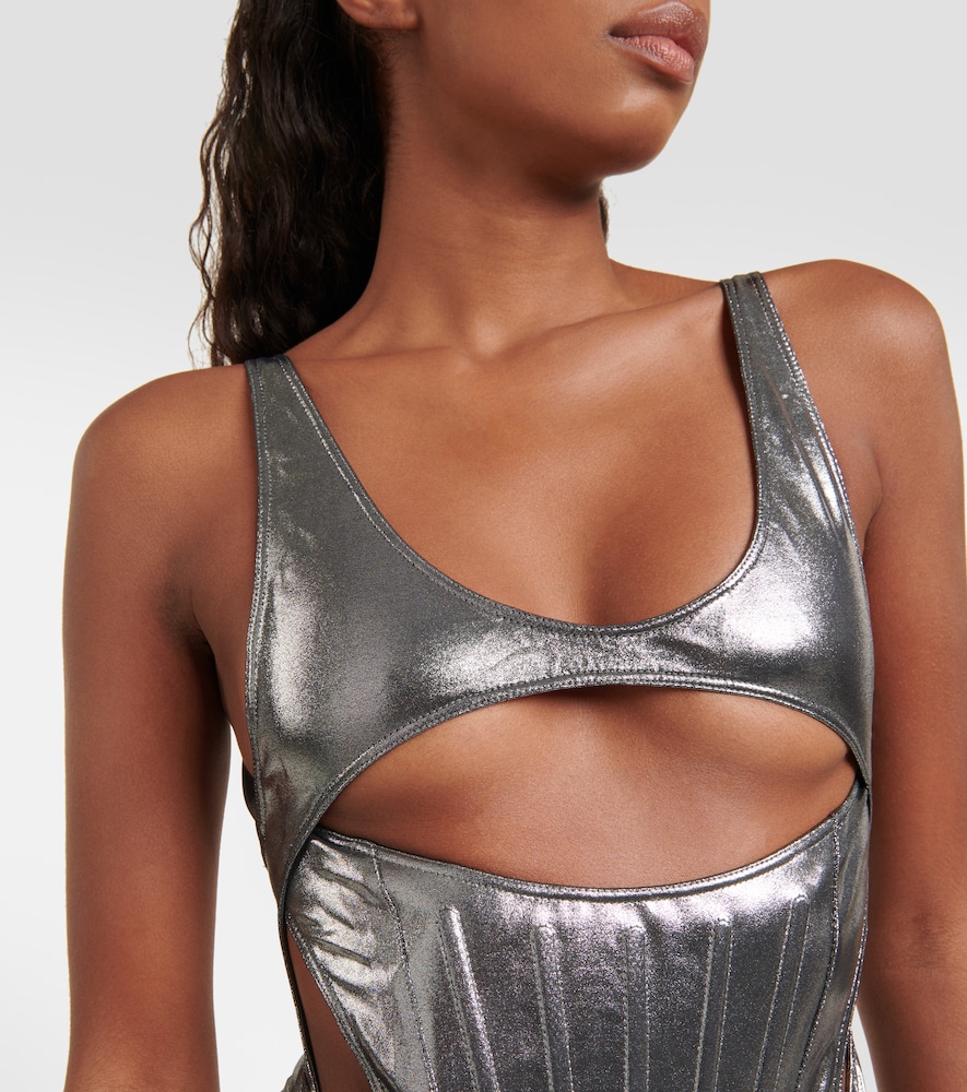 Cutout metallic swimsuit