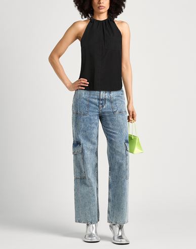 Top Tessuto Woman Top Black Size 2 Cotton