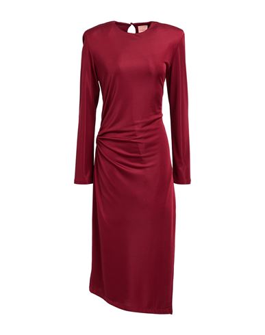 La Semaine Paris Woman Midi dress Burgundy Size 12 Polyester, Elastane
