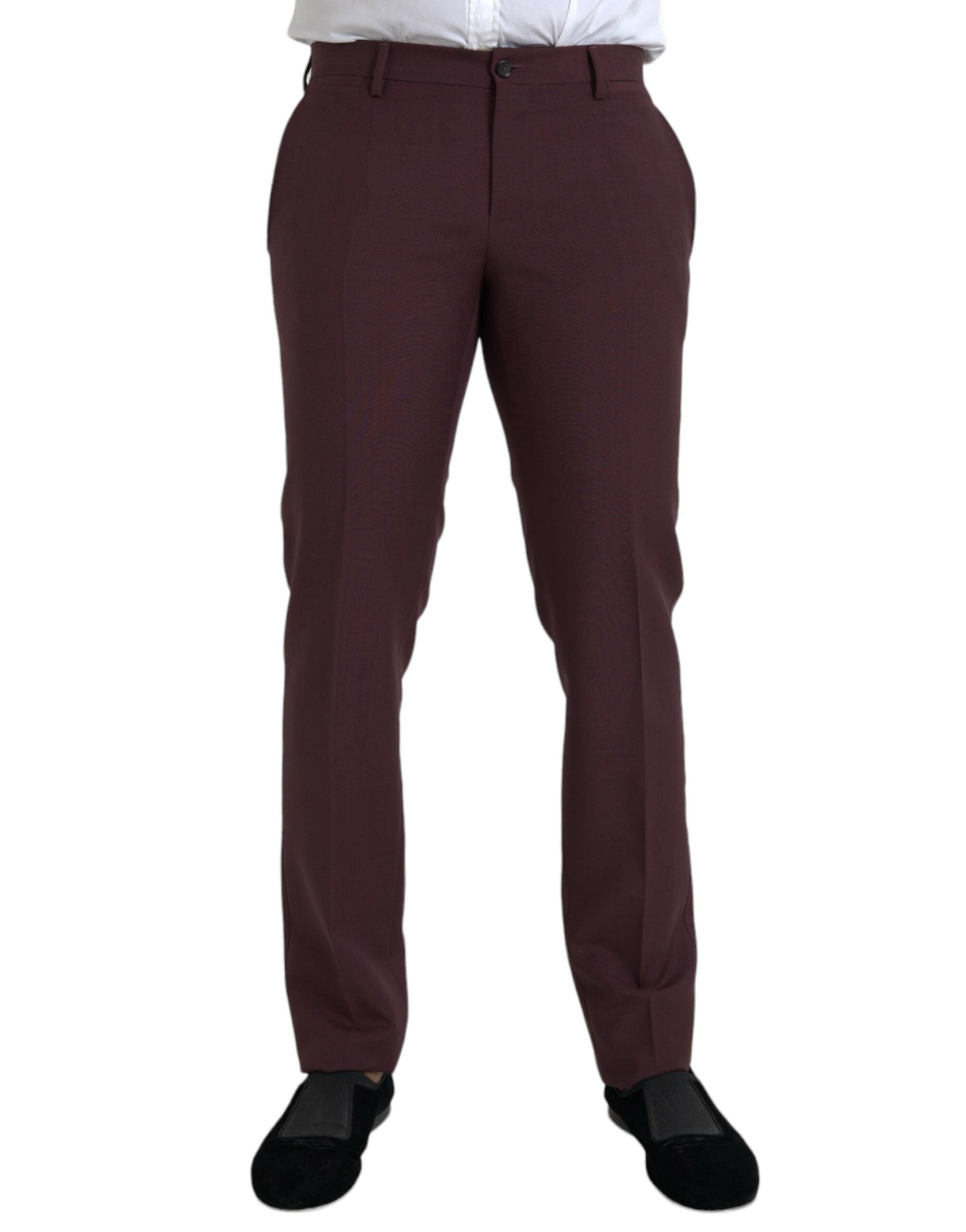 Wool-Mohair Blend Trousers — Maroon