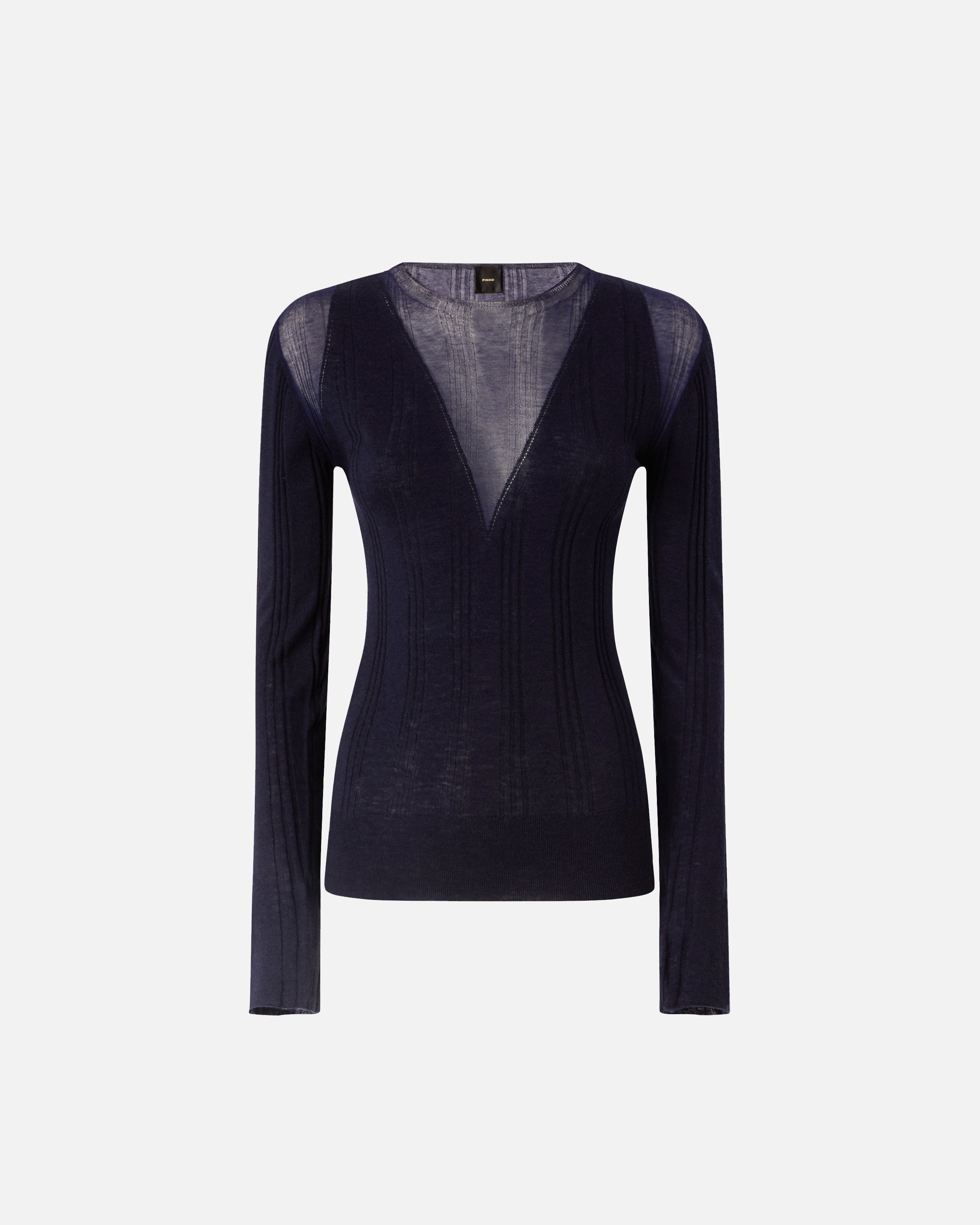 Lightweight ribbed sweater with sheer details - L