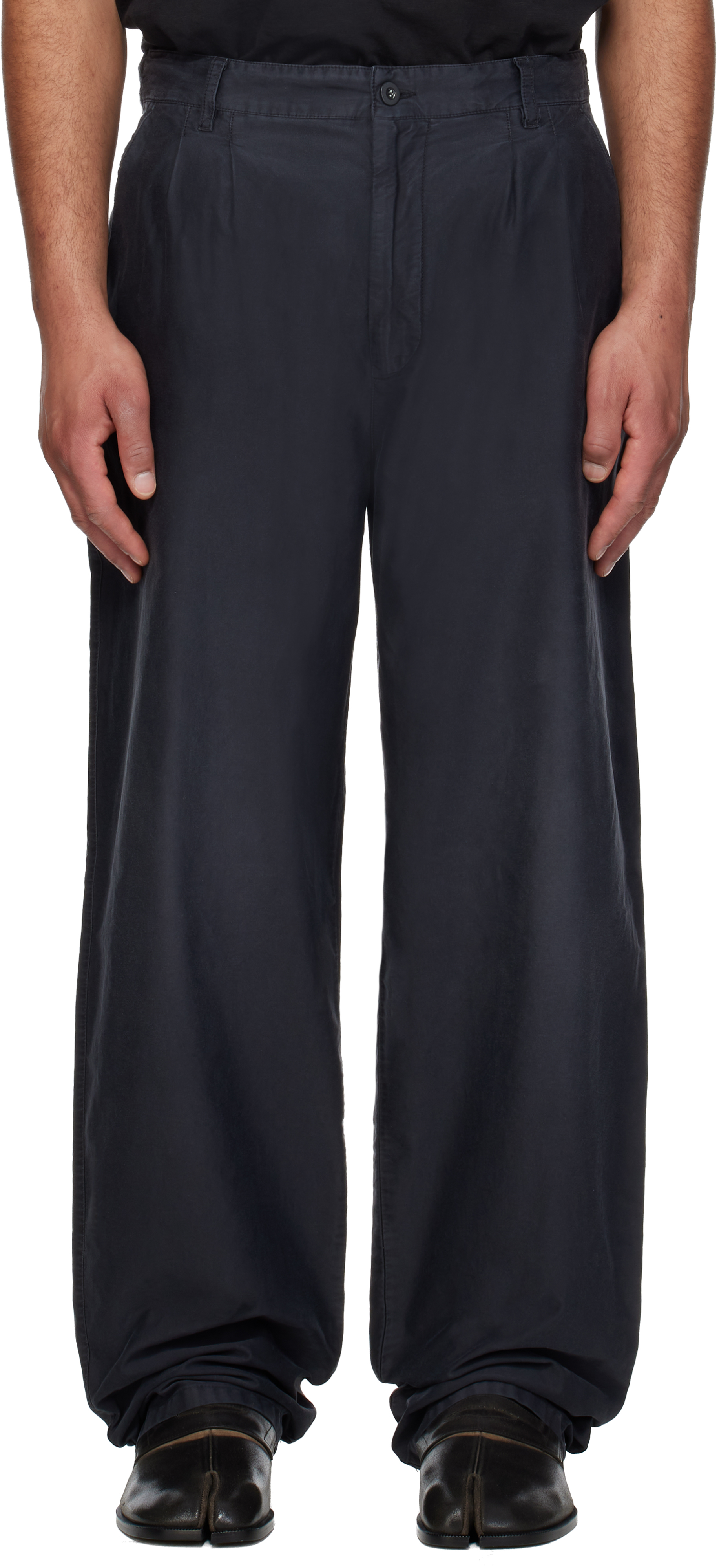 Black Unbrushed Moleskin Trousers