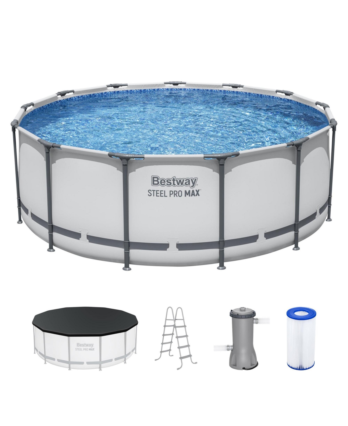 Steel Pro Max 13'x48" Round Above Ground Swimming Pool with Pump & Cover