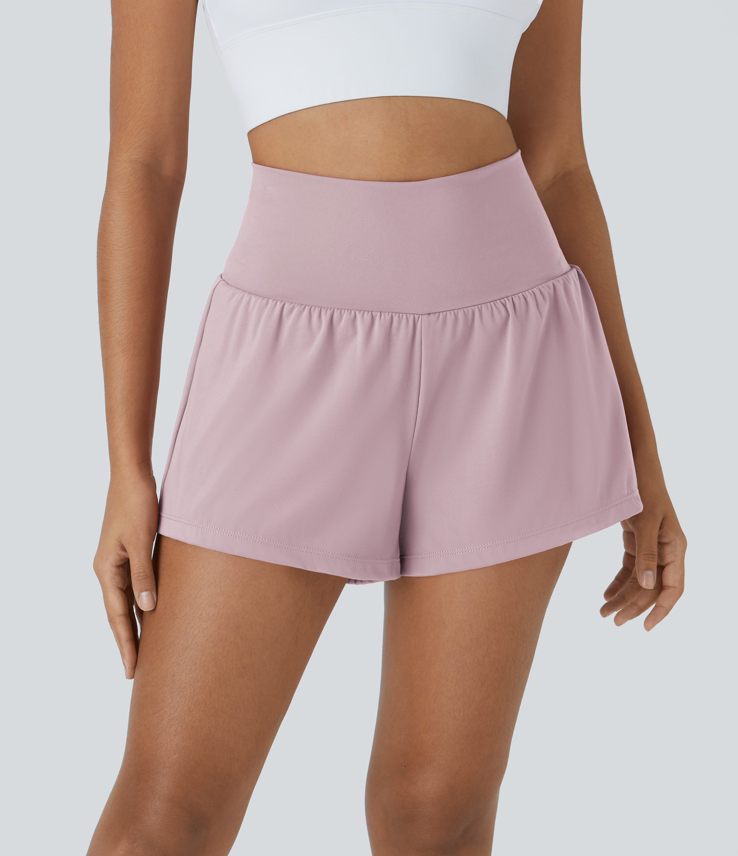 SoftlyZero™ Airy Super High Waisted Cool Touch Yoga Shorts with Pockets Gym Short - Pink Purple