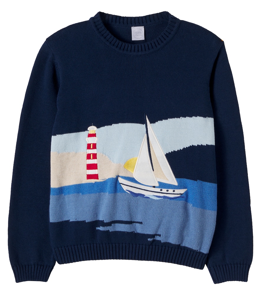 Intarsia cotton sweater