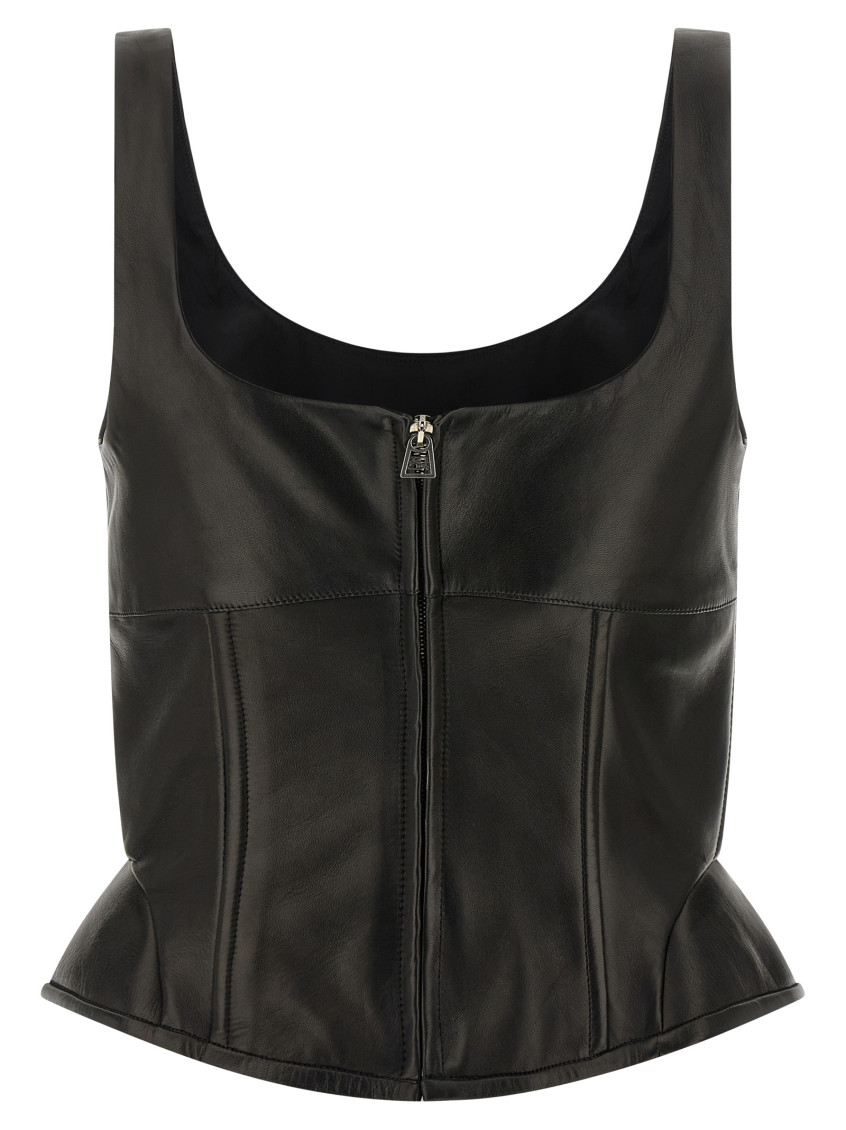 Peplos Leather Top Tops Black
