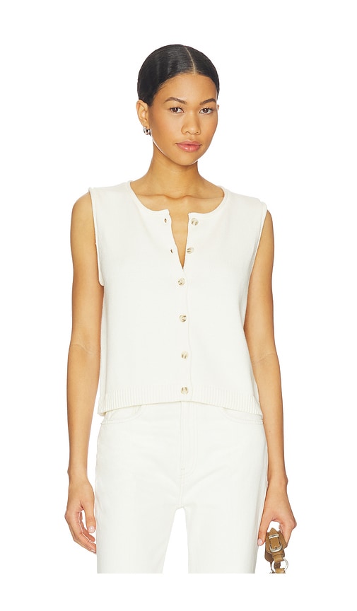 525 America Marianna Rolled Edge Button Front Vest in Ivory. - XS also in S, M