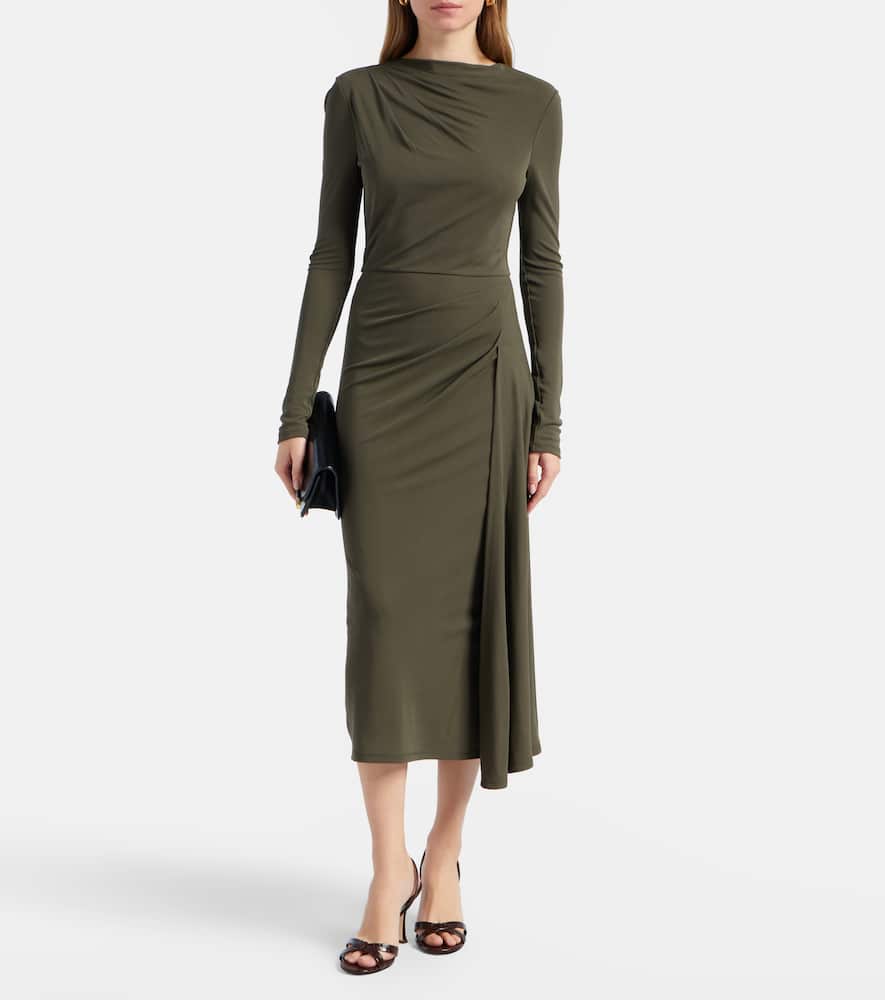 Draped jersey midi dress