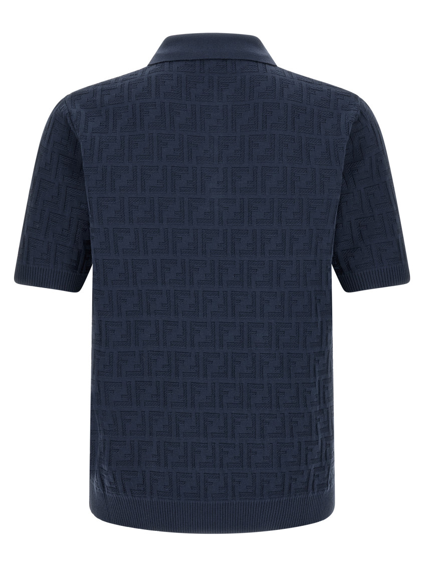 Fendi - polo shirt ribbed collar short sleeves textured