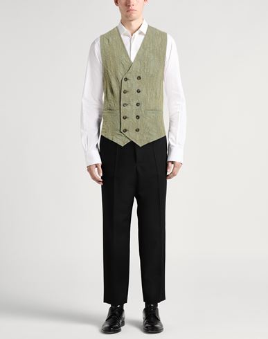 Man Tailored Vest Sage green Size 38 Cotton, Polyester, Elastane