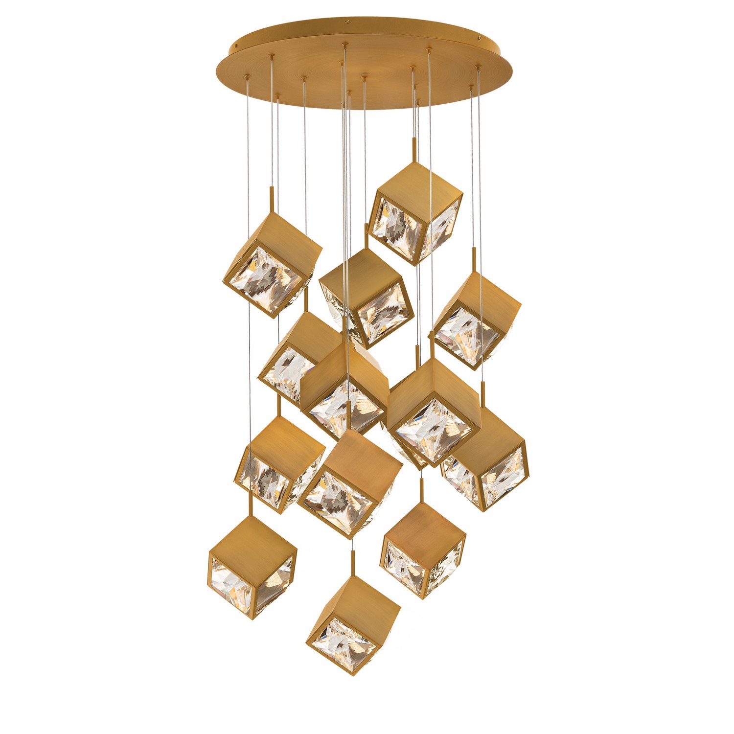 Aged Brass LED Chandelier from the Ice Cube Collection